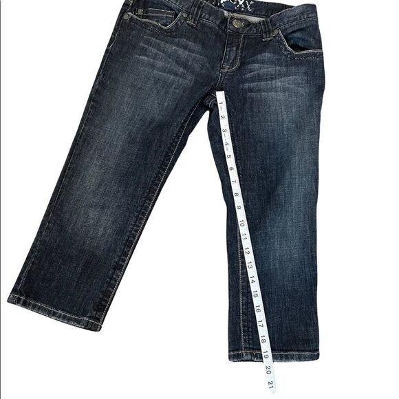ROXY Cropped Capri Stretch Dark Wash Mid Rise Straight Leg Denim Jean 7 - Picture 5 of 8